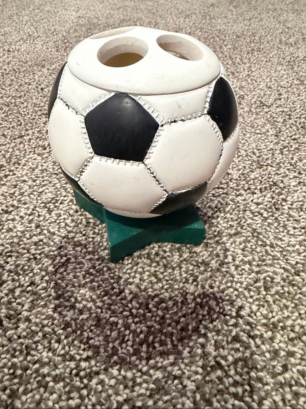 Vintage Soccer Ball Ceramic Toothbrush Holder